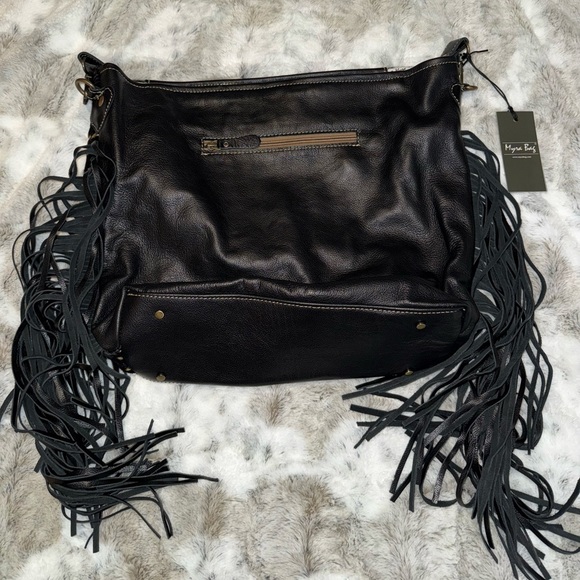 Myra Bag Black Shimmer Leather and Hair On Bag - Picture 3 of 5